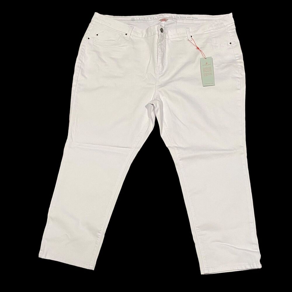 Laurie Felt‎ Silky Skinny Ankle With Zipper White Women's Jeans Sz 3XP NWT